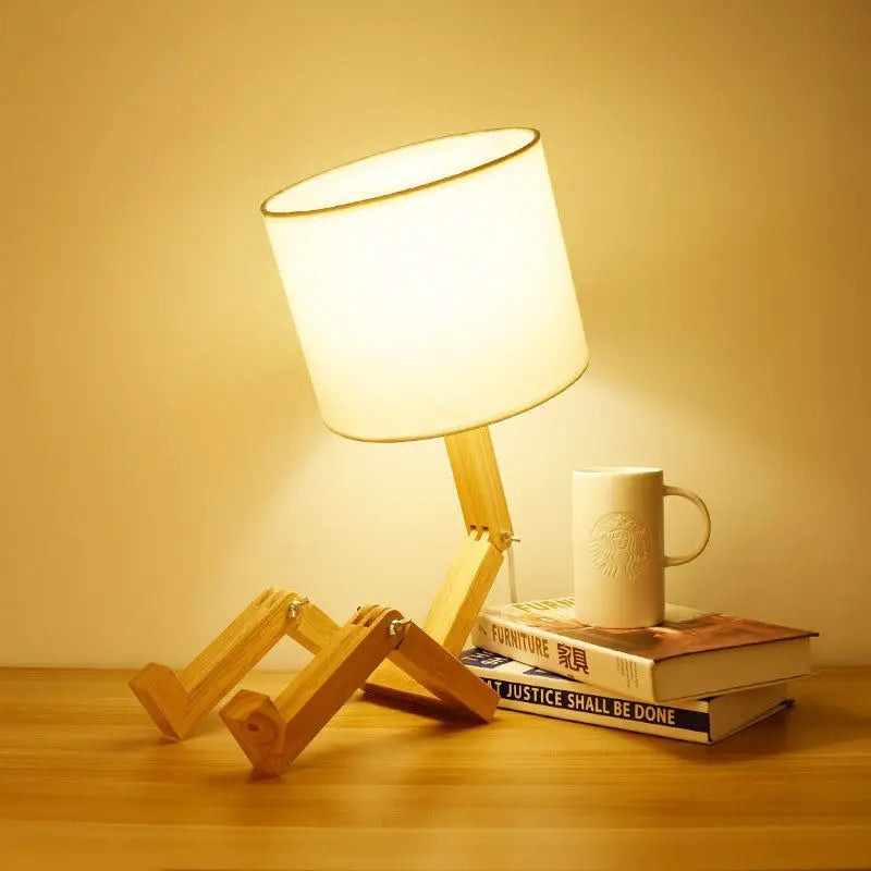 Human Expressions Adjustable Wooden Table Lamp