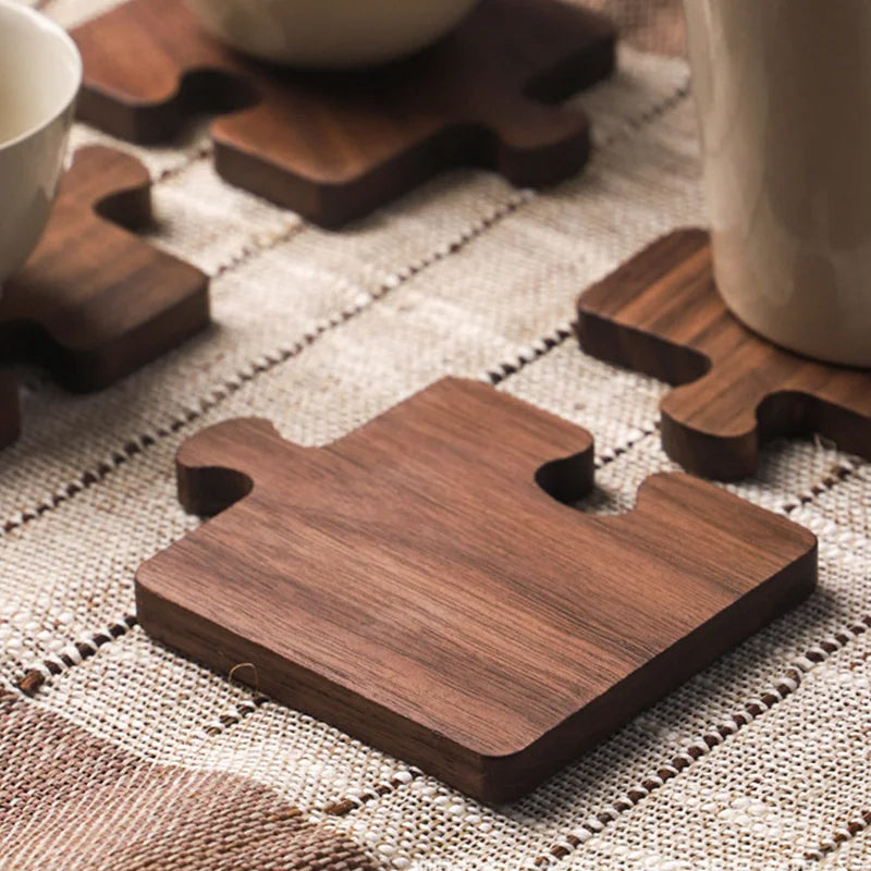 Elegantè Wooden Puzzle Coffee Coaster Set