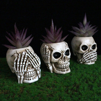 See No Evil Trio Skull Planters