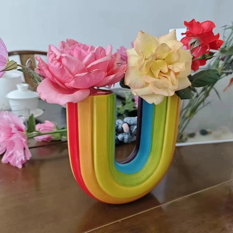 Rainbow Splendor Floral Vase