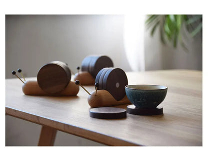 Artisan Snail Wooden Coaster Set