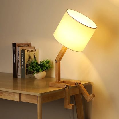 Human Expressions Adjustable Wooden Table Lamp