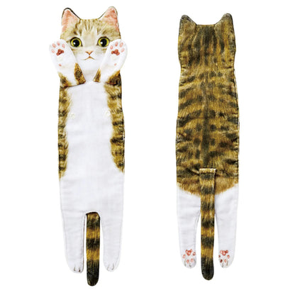 PurSoft Cat-Themed Microfiber Hand Towel Set