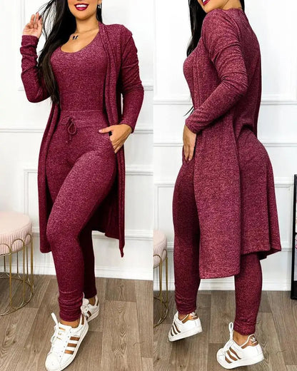 Daily Chic Slim-Fit Jogger & Coat Set