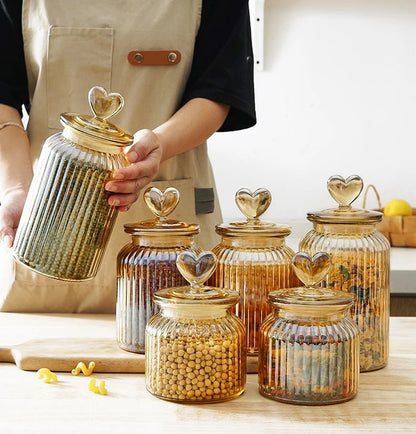 Heart-Topped Glass Storage Jars