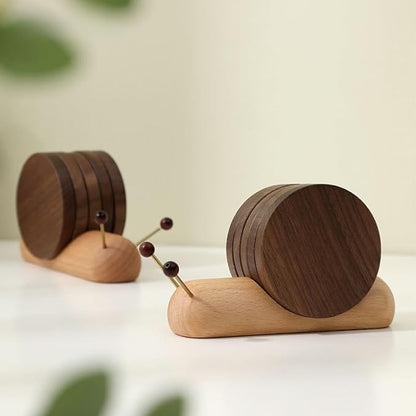 Artisan Snail Wooden Coaster Set