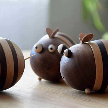 Wooden Bee Toothpick Dispenser