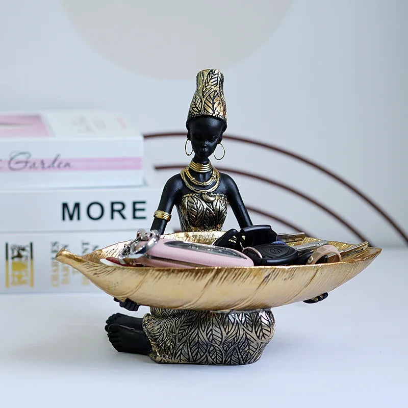 Elegant African Queen Resin Tray