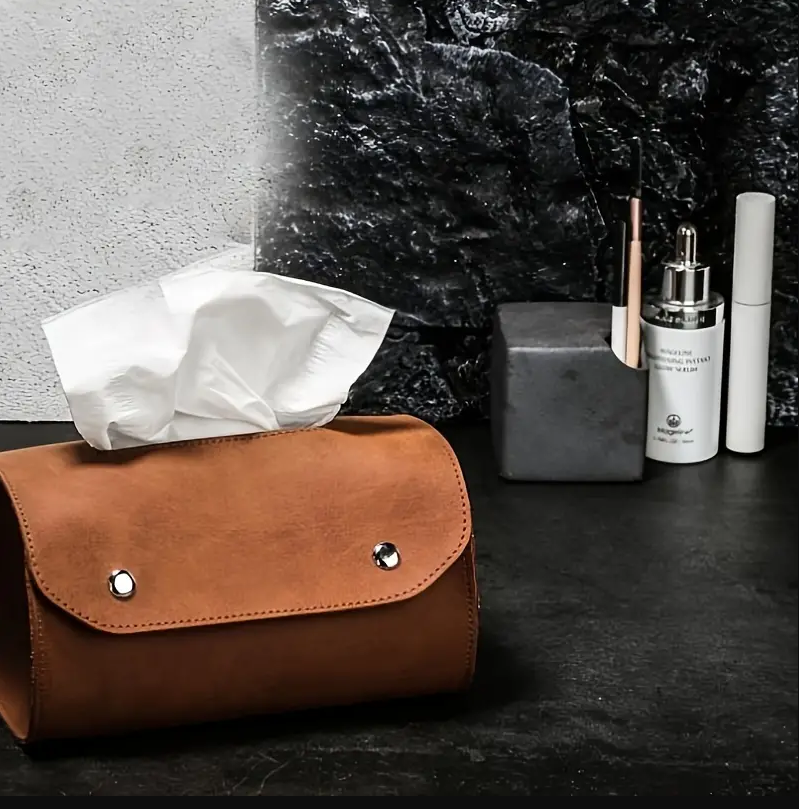 Retro Leather Tissue Box