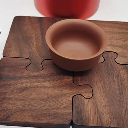 Elegantè Wooden Puzzle Coffee Coaster Set