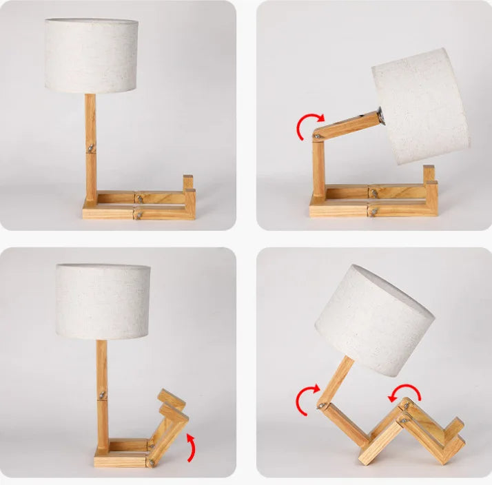 Human Expressions Adjustable Wooden Table Lamp