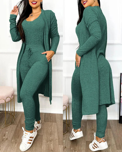 Daily Chic Slim-Fit Jogger & Coat Set