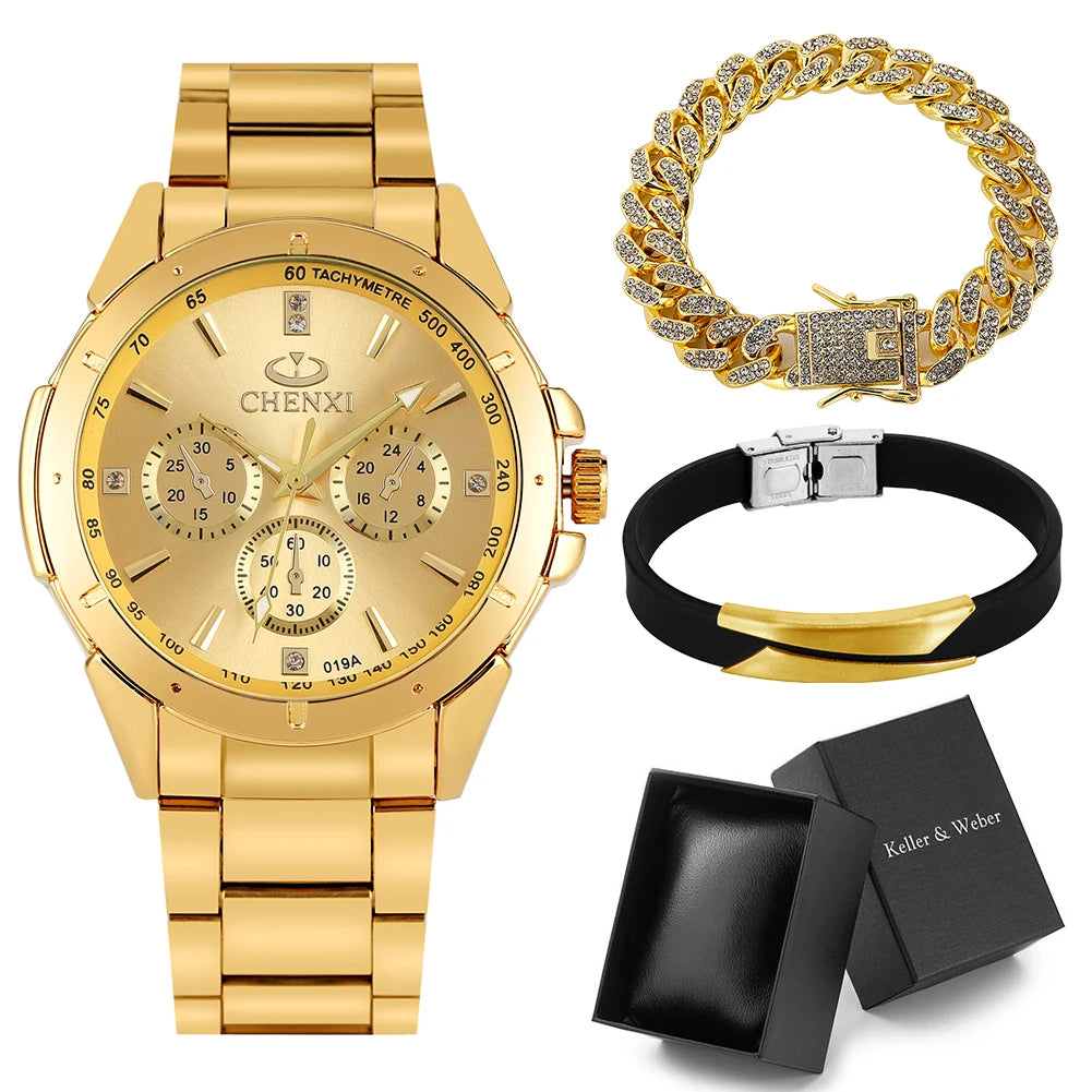 Keller & Weber Premium Men's Gold Watch Set