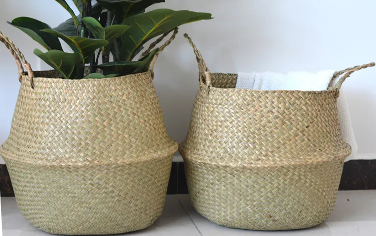 Nature's Nest Hand-Woven Wicker Flowerpot Holder