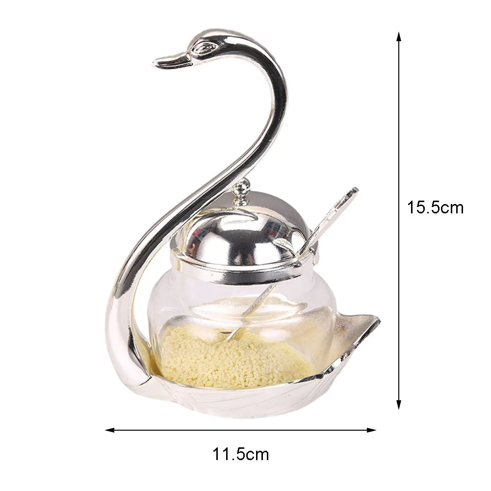 Elegant Swan Spice Jar Set