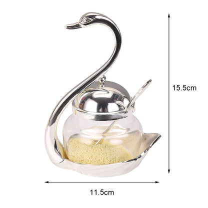 Elegant Swan Spice Jar Set