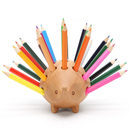 Wooden Hedgehog Pen Holder