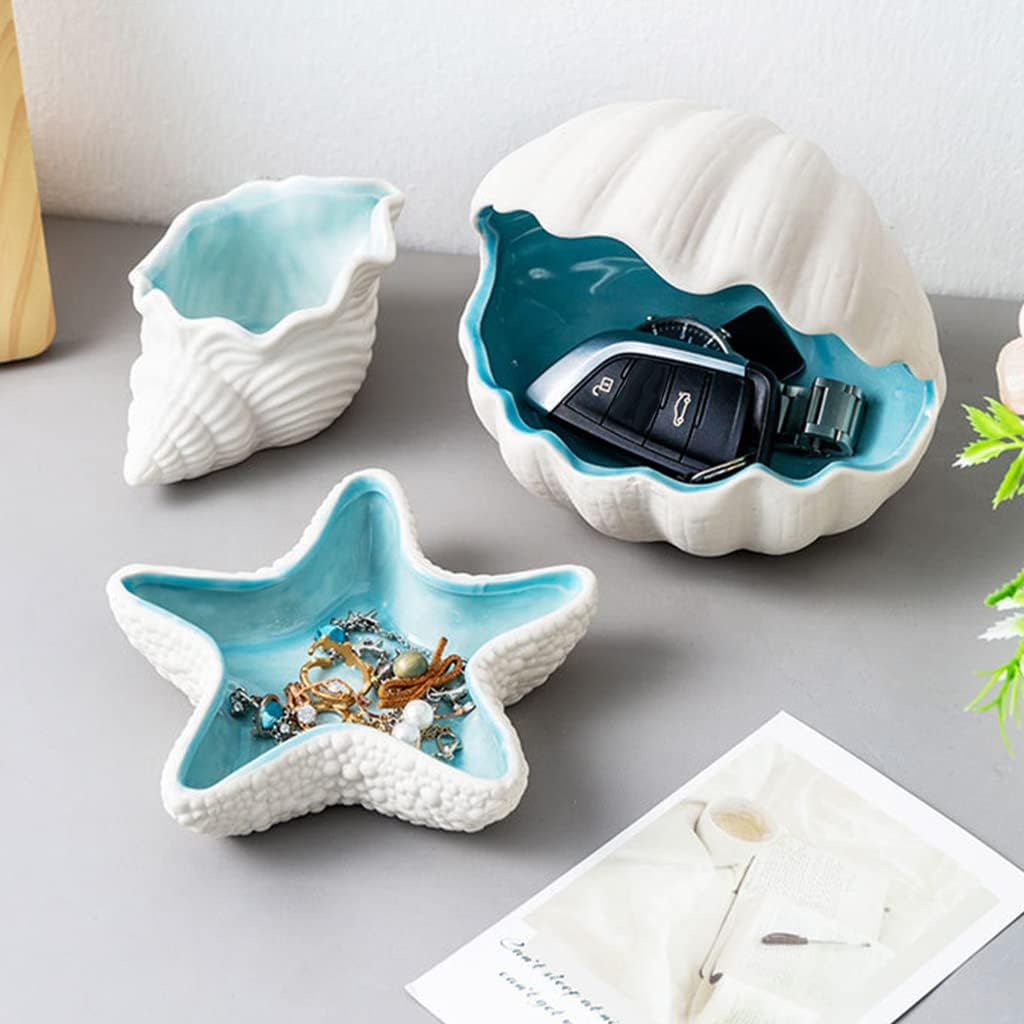 Coastal Charm Ceramic Shell Tray