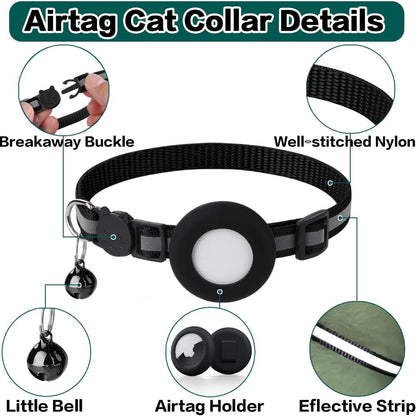 MeowTrack Reflective AirTag Bell Collar