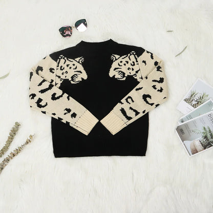 Leopard Crew Knit Sweater