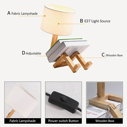 Human Expressions Adjustable Wooden Table Lamp