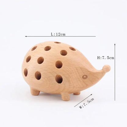 Wooden Hedgehog Pen Holder