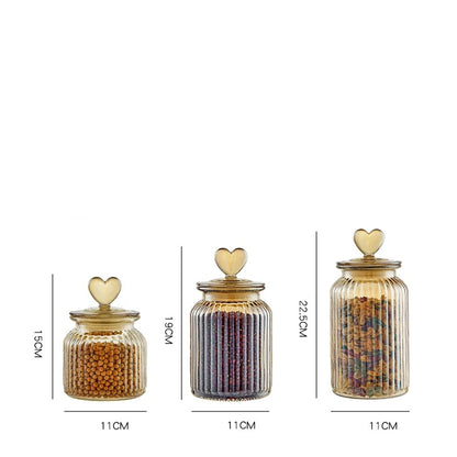 Heart-Topped Glass Storage Jars