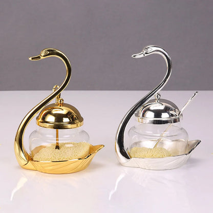 Elegant Swan Spice Jar Set