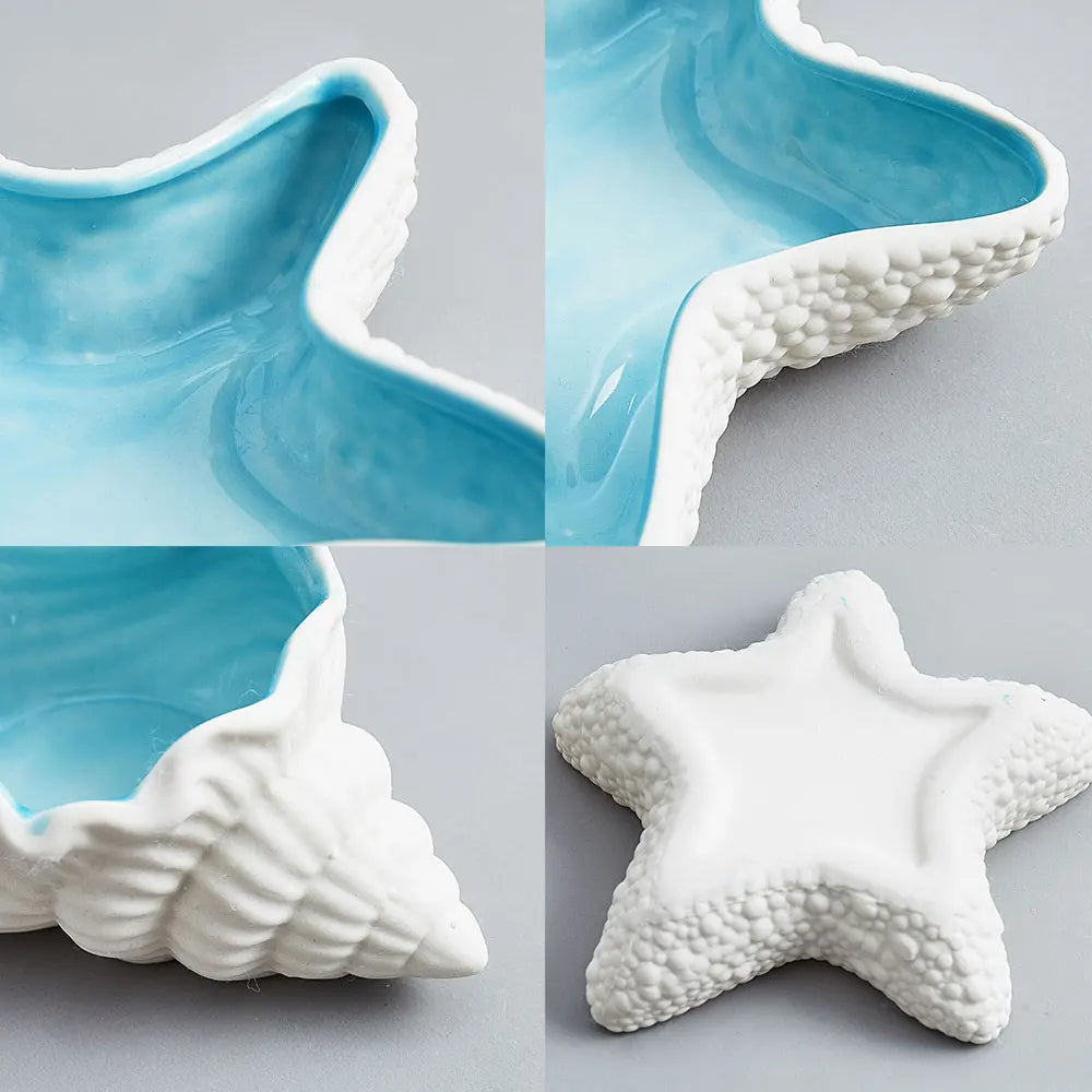 Coastal Charm Ceramic Shell Tray