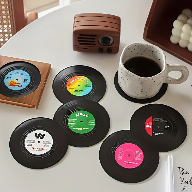 GrooveMaster Vinyl Record Coaster Set