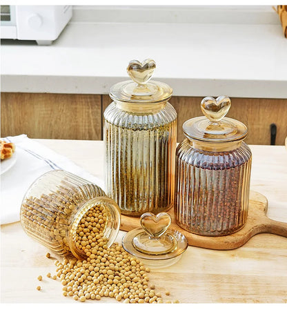 Heart-Topped Glass Storage Jars