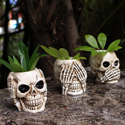 See No Evil Trio Skull Planters