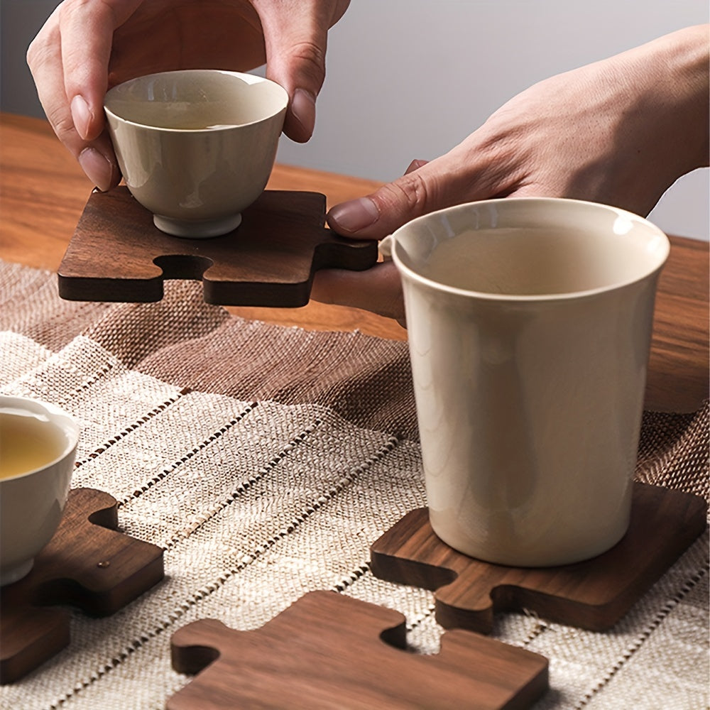 Elegantè Wooden Puzzle Coffee Coaster Set