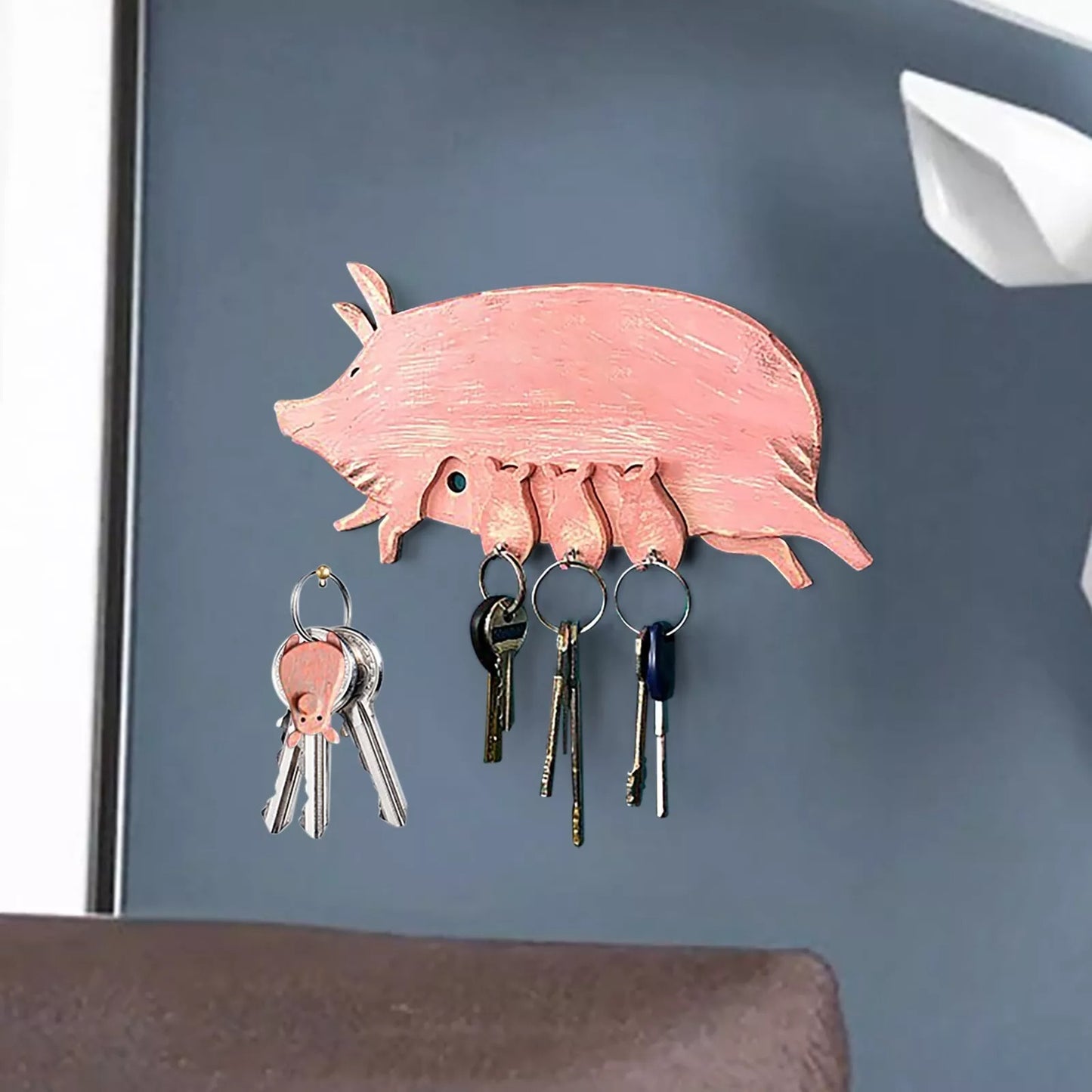 Wooden Pig Nursery Key Rack