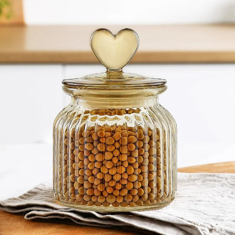 Heart-Topped Glass Storage Jars