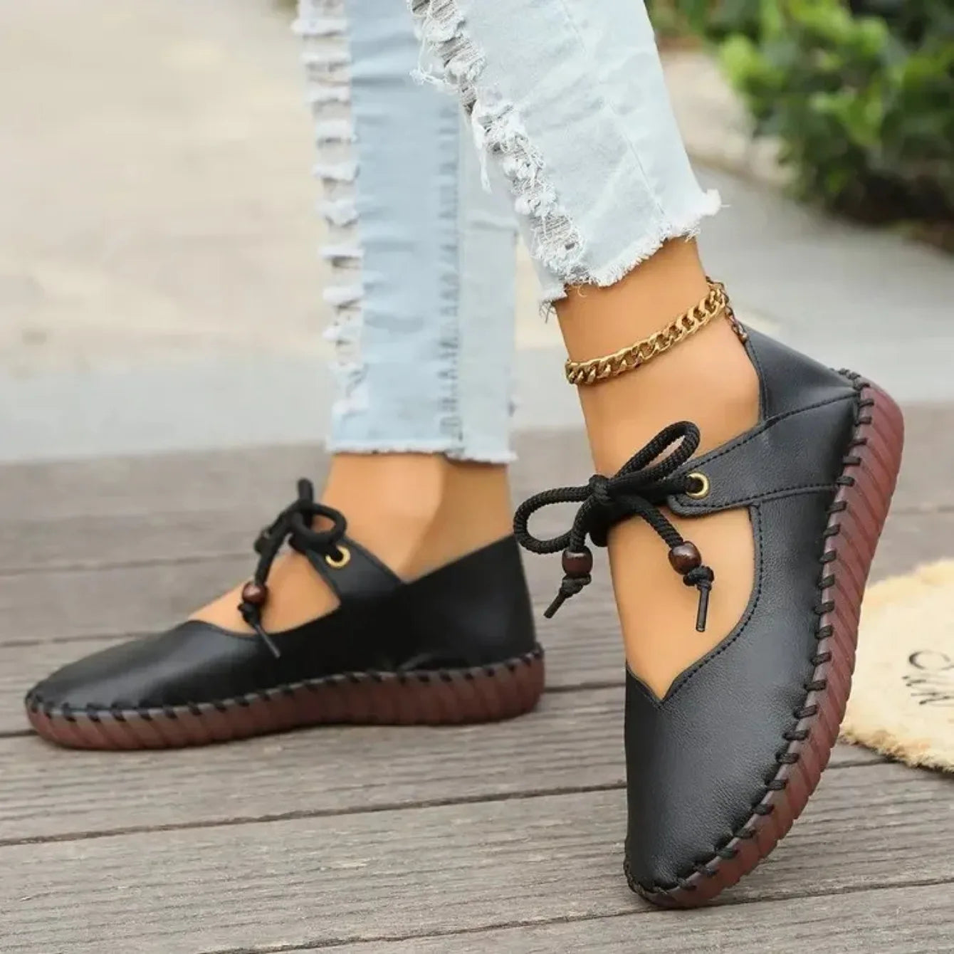 Boho Chic Leather Flats