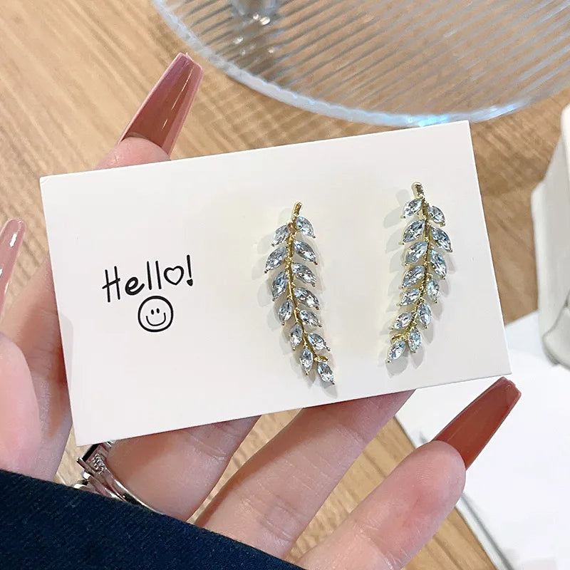 Studded Leaf Ear Climber Set