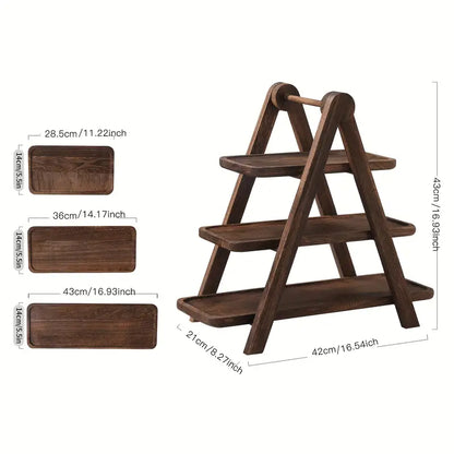 Eleganté Three-Tiered Wooden Serving Tray