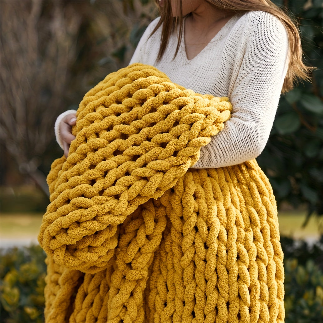 Chenille Thick-Knit Wool Throw Blanket