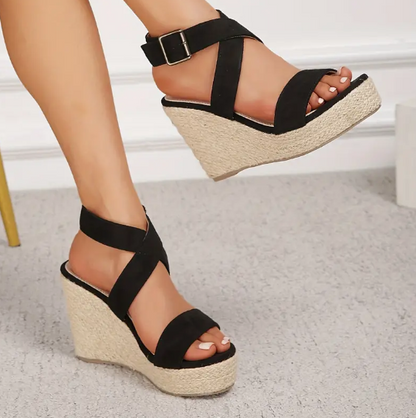 Chic Black Espadrille Wedges