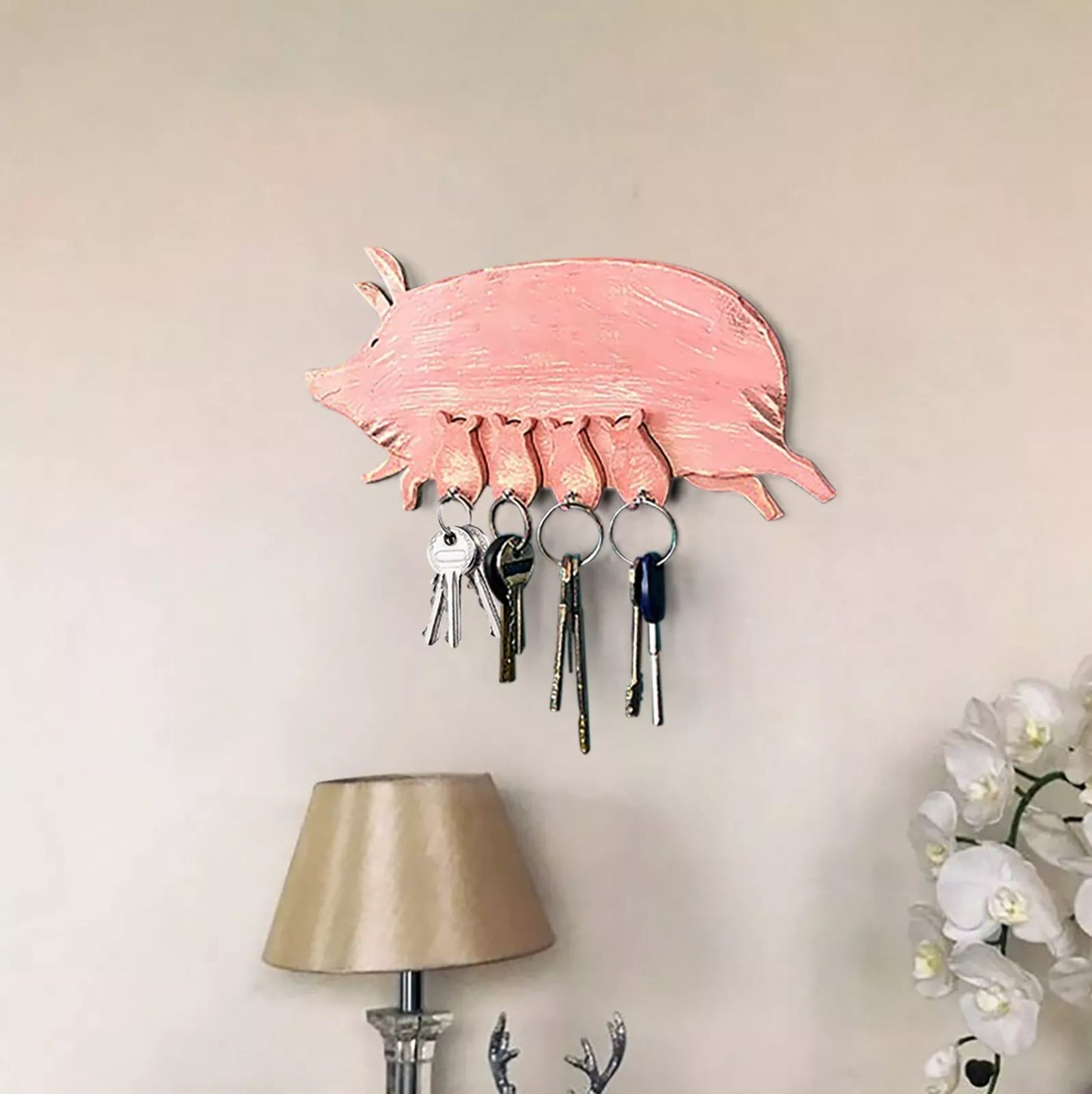 Wooden Pig Nursery Key Rack