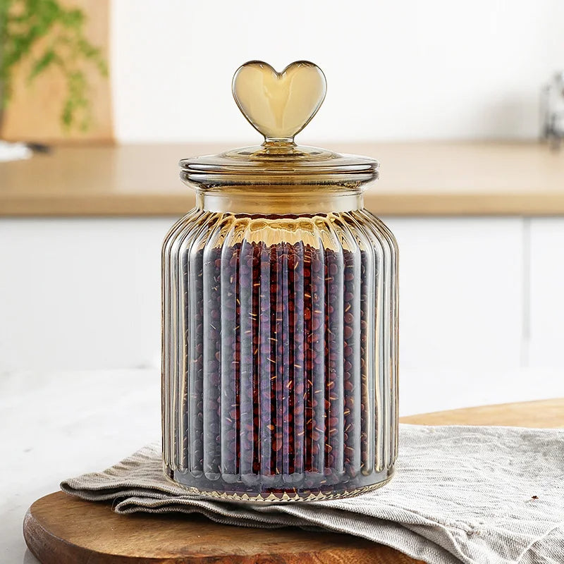 Heart-Topped Glass Storage Jars