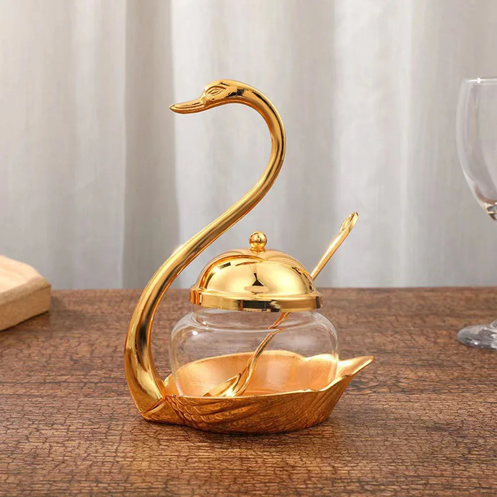 Elegant Swan Spice Jar Set