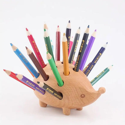 Wooden Hedgehog Pen Holder