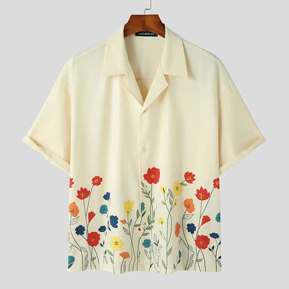 Relaxed Ivory Floral Button-Down Shirt