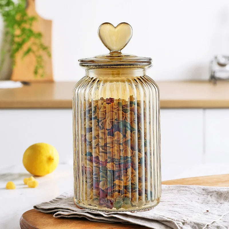 Heart-Topped Glass Storage Jars