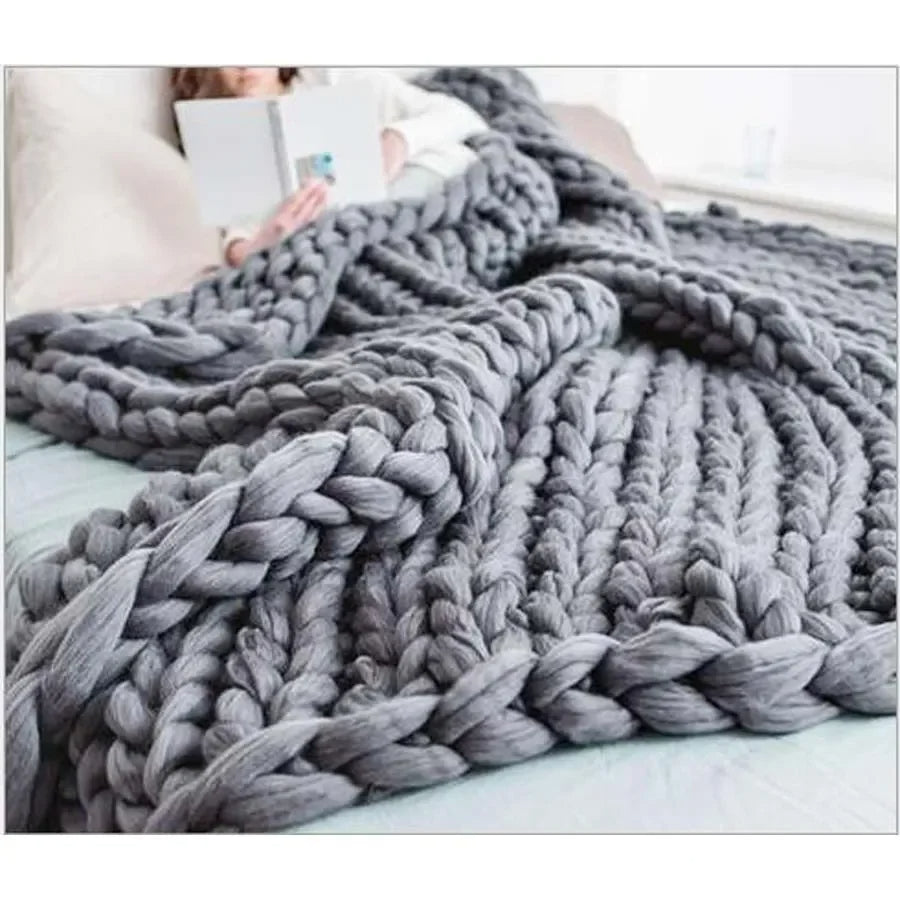 Chenille Thick-Knit Wool Throw Blanket