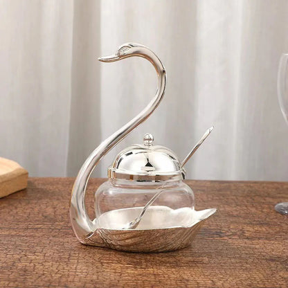 Elegant Swan Spice Jar Set