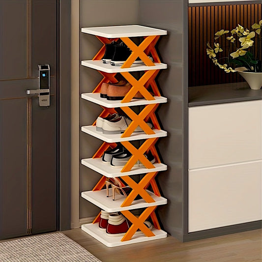 Contemporary 5-Tier Orange X Shoe Rack