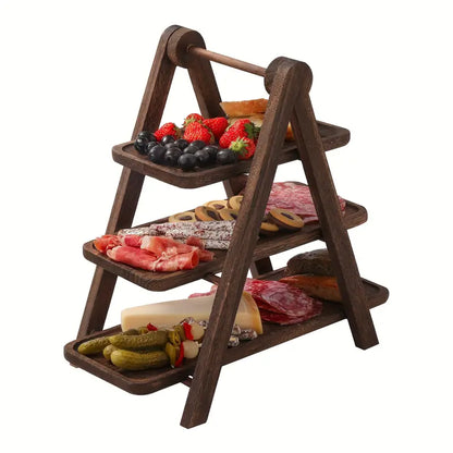 Eleganté Three-Tiered Wooden Serving Tray